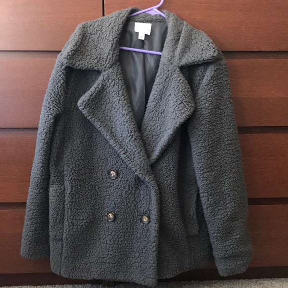 FIRST LOVE 🐻❤️ fuzzy teddy gray coat / jacket - Picture 2 of 5